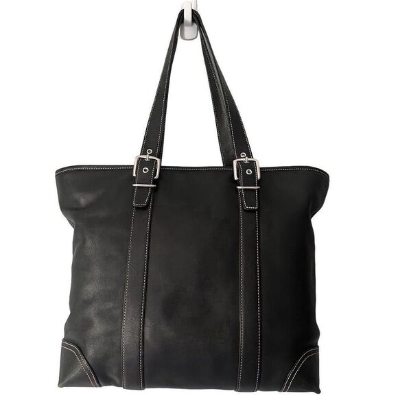 Coach Women's Black Leather Large Shoulder Tote Bag - Picture 2 of 11